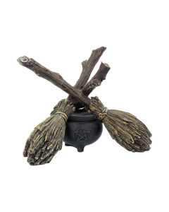 Broomstick Crystal Ball Holder 17cm Witchcraft & Wiccan De retour en stock