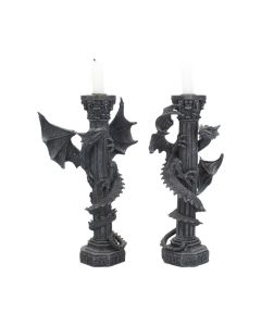 Guardians of the light (Set of 2) 28cm Dragons Candle Holders
