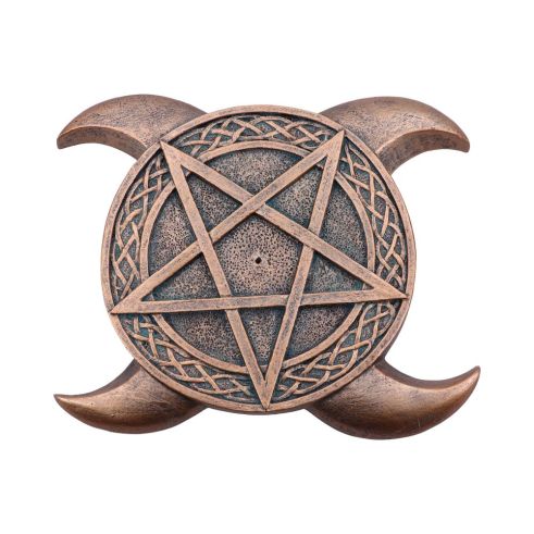 Triple Moon Pentacle Incense Burner 15.5cm Maiden, Mother, Crone Sale Additions