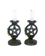 Aged Pentagram Candlesticks 13.4cm Witchcraft & Wiccan De retour en stock